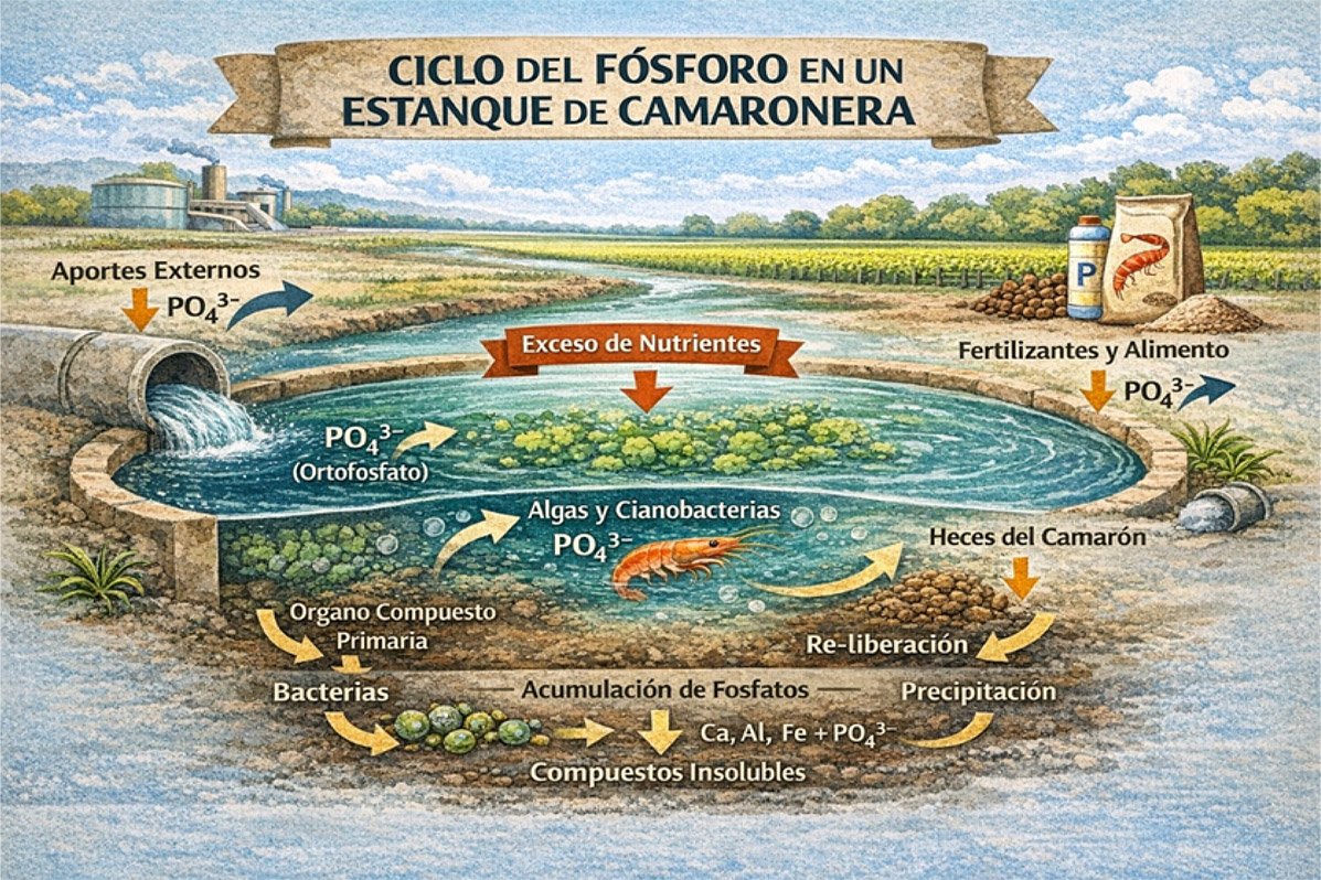 Ciclo del fósforo en un estanque de camarones